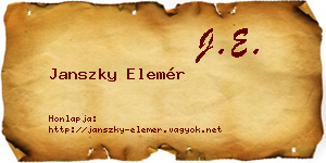Janszky Elemér névjegykártya
